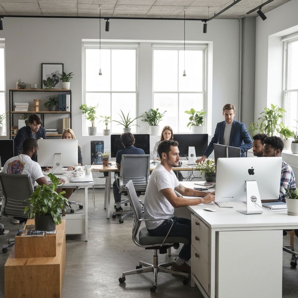 WebCodeDev team collaborating in modern office space